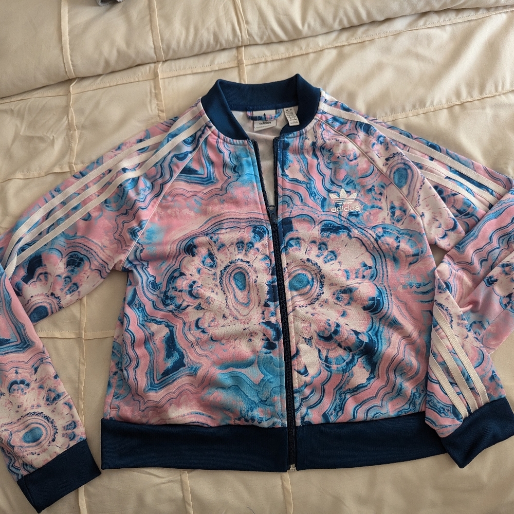 Tie-Dyed zip up Adidas jacket